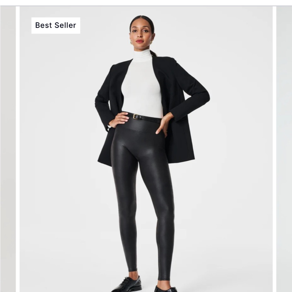 SPANX faux leather leggings, size Medium